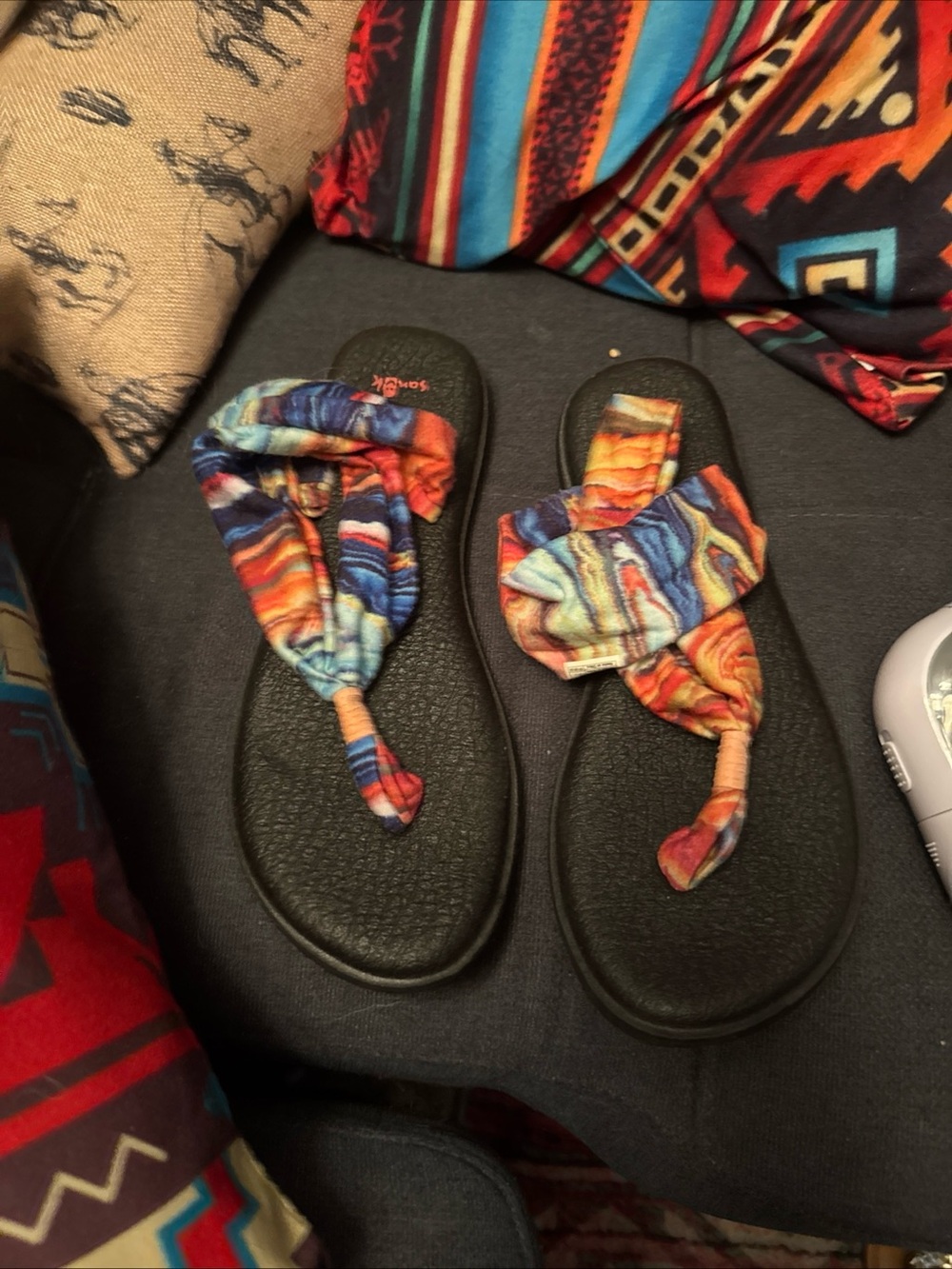 Sanuk Sandals Womens 10 Yoga Sling Casua Slingback Flip Flops Tie Dye Multicolor